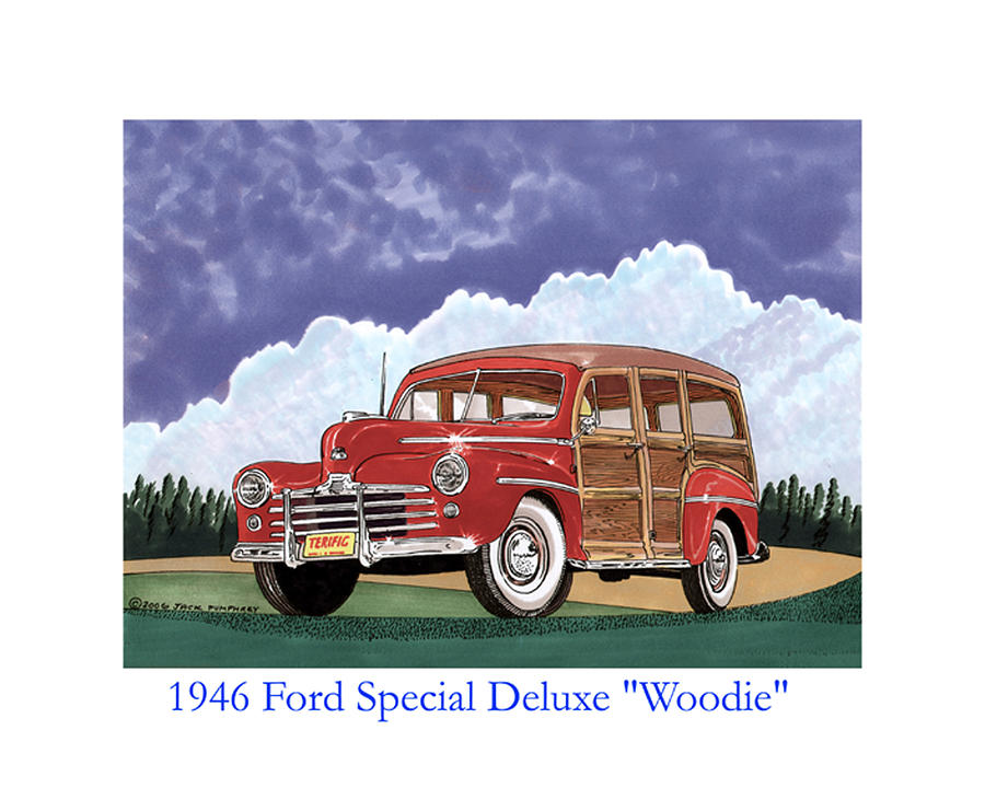 1946 Ford WOODY Painting by Jack Pumphrey