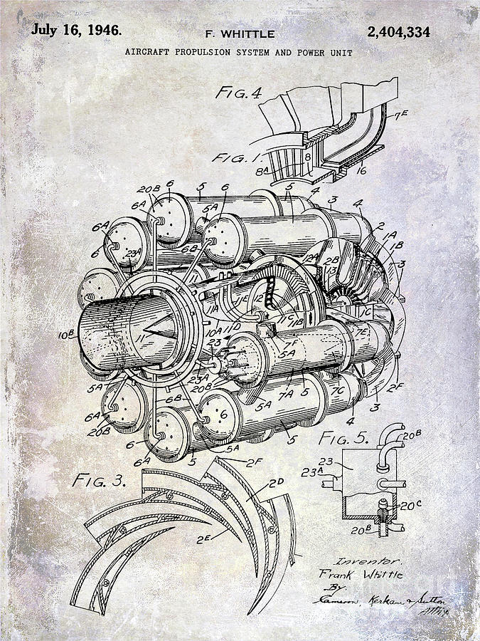 1946 Jet Engine Patent Photograph by Jon Neidert