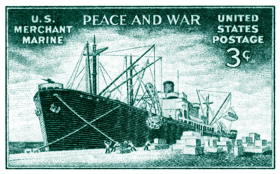 1946 Merchant Marine Stamp Painting by Historic Image