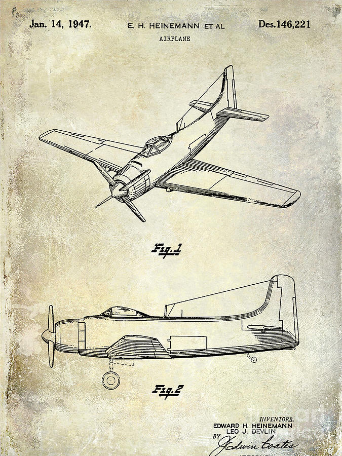 Airplane Photograph - 1947 Airplane Patent by Jon Neidert