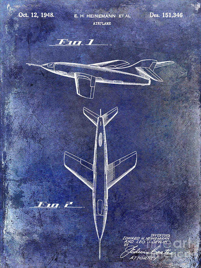 1947 Jet Airplane Patent Blue Photograph by Jon Neidert