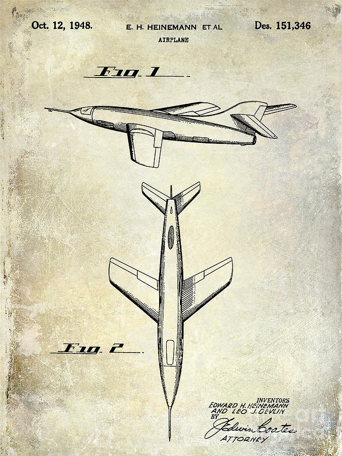 1947 Jet Airplane Patent Photograph by Jon Neidert