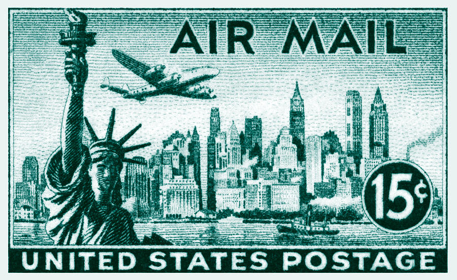 1947 New York Air Mail Stamp Painting by Historic Image