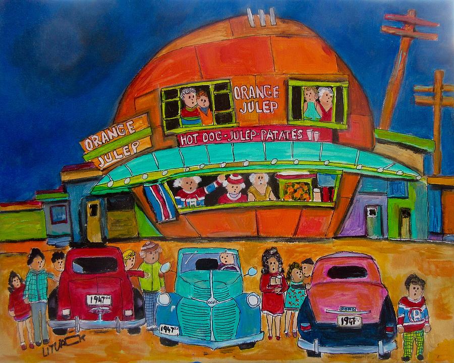 1947 Roundup at the Orange Julep Painting by Michael Litvack