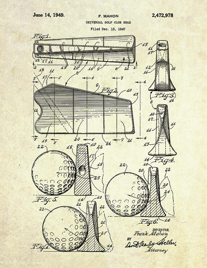 1947 Universal Golf Head Patent Art Digital Art by Gary Bodnar