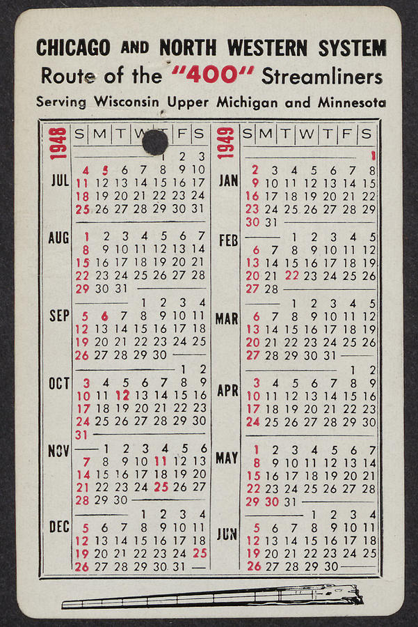 1948-49 Train Calendar Photograph by Chicago and North Western Historical Society