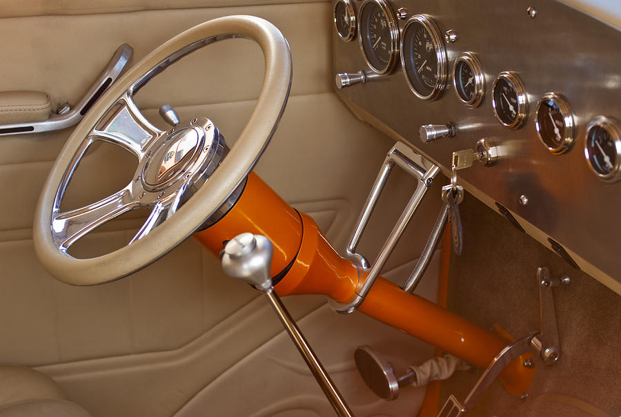 1948 Anglia Steering Wheel Photograph by Jill Reger