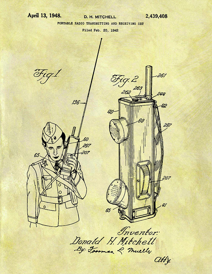 1948 Army Radio Patent Drawing by Dan Sproul