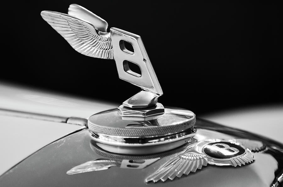 Black And White Photograph - 1948 Bentley Hood Ornament 3 by Jill Reger
