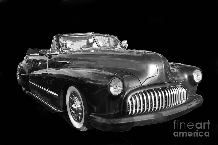 1948 Buick Convertible black and white Photograph by Christine Dekkers