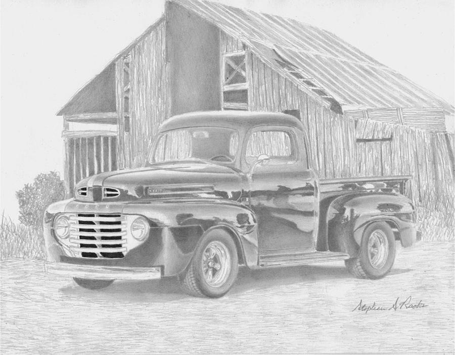 1948 Ford F-1 Pickup TRUCK ART PRINT Drawing by Stephen Rooks