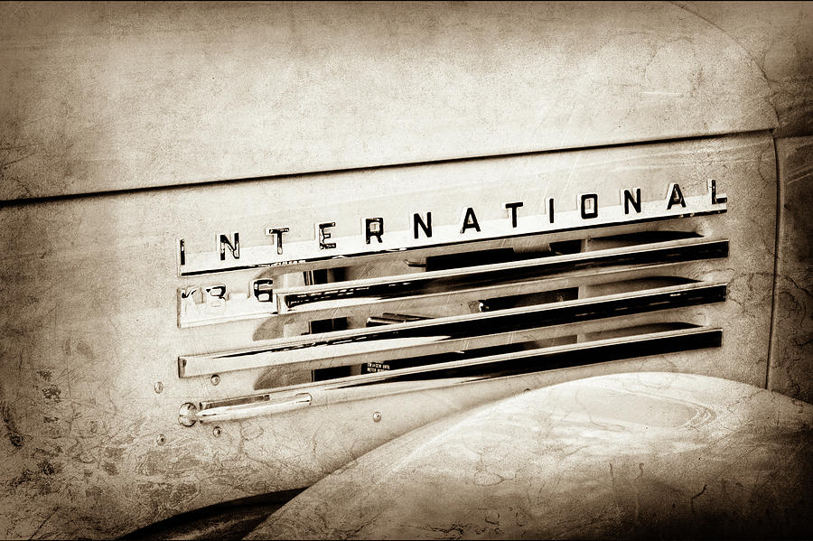 Car Photograph - 1948 International Emblem -0223s by Jill Reger