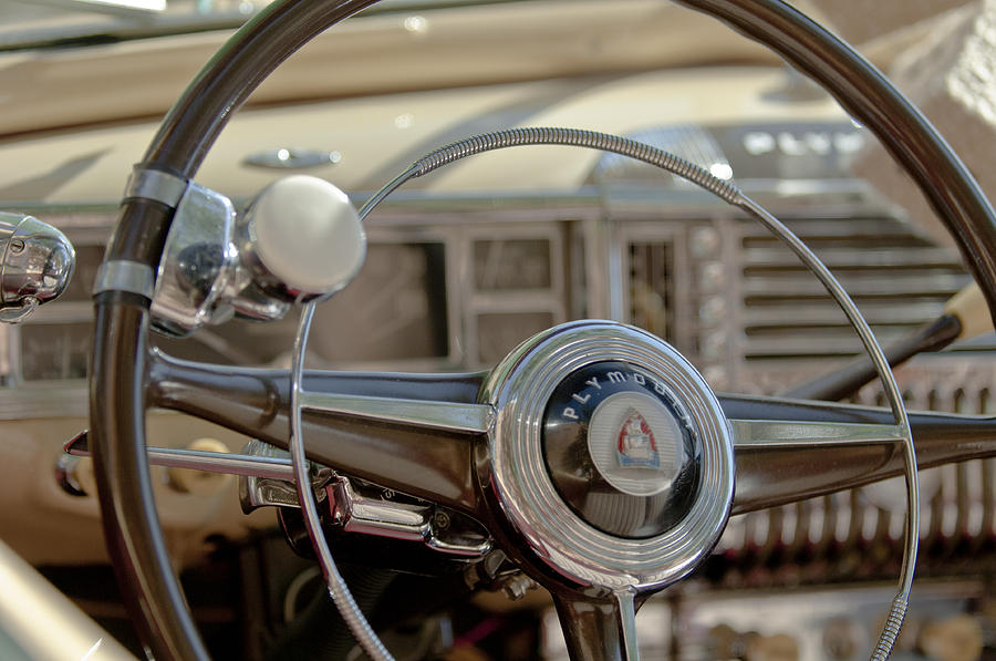 1948 Plymouth Deluxe Steering Wheel Photograph by Jill Reger