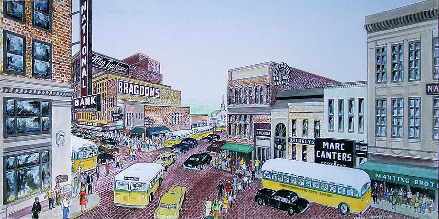 Rush Hour Portsmouth Ohio 1948 Painting by Frank Hunter - Fine Art America