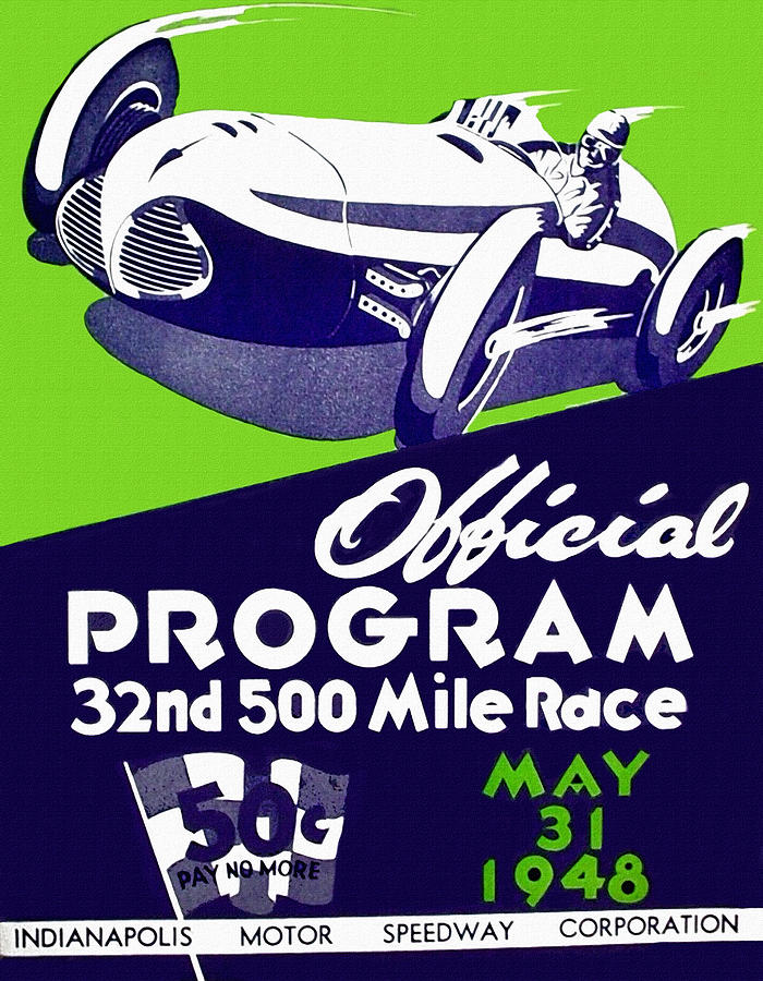 Sports Painting - 1948 Vintage Indy 500 Program by Big 88 Artworks