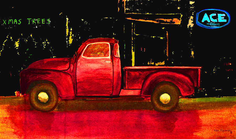 1949 Chevy Pickup Neon Painting by Ken Figurski