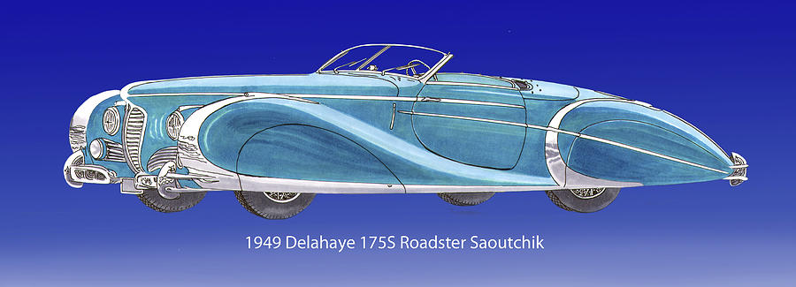1949 Delahaye 175 S Saoutchik Roadster Painting by Jack Pumphrey