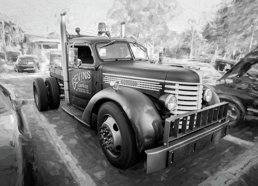 1949 Diamond T Tow Truck BW c192 Photograph by Rich Franco