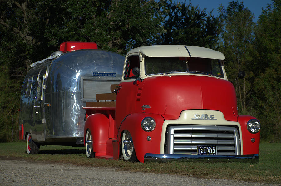 1949 GMC COE Pickup pulling Airstream Trailer Photograph by Tim McCullough