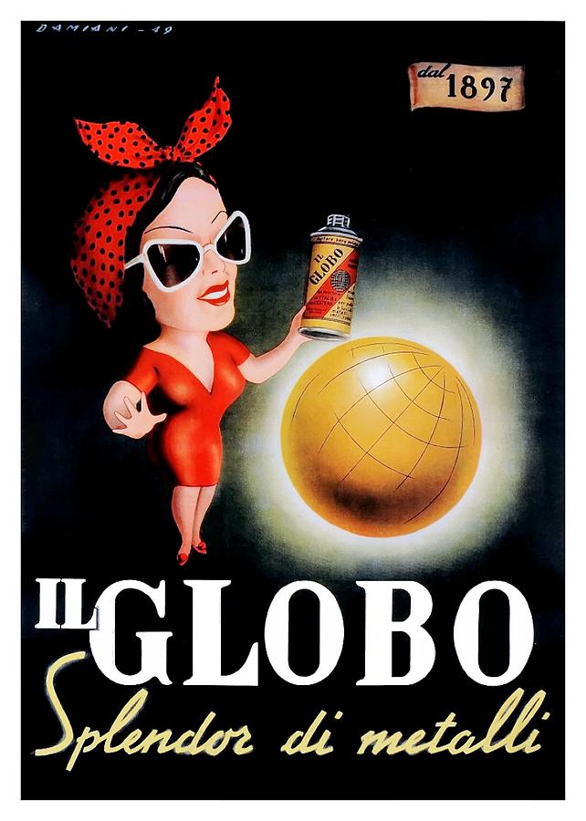 Vintage Advertising Digital Art - 1949 Il Globo Italian Advertising Poster by Retro Graphics