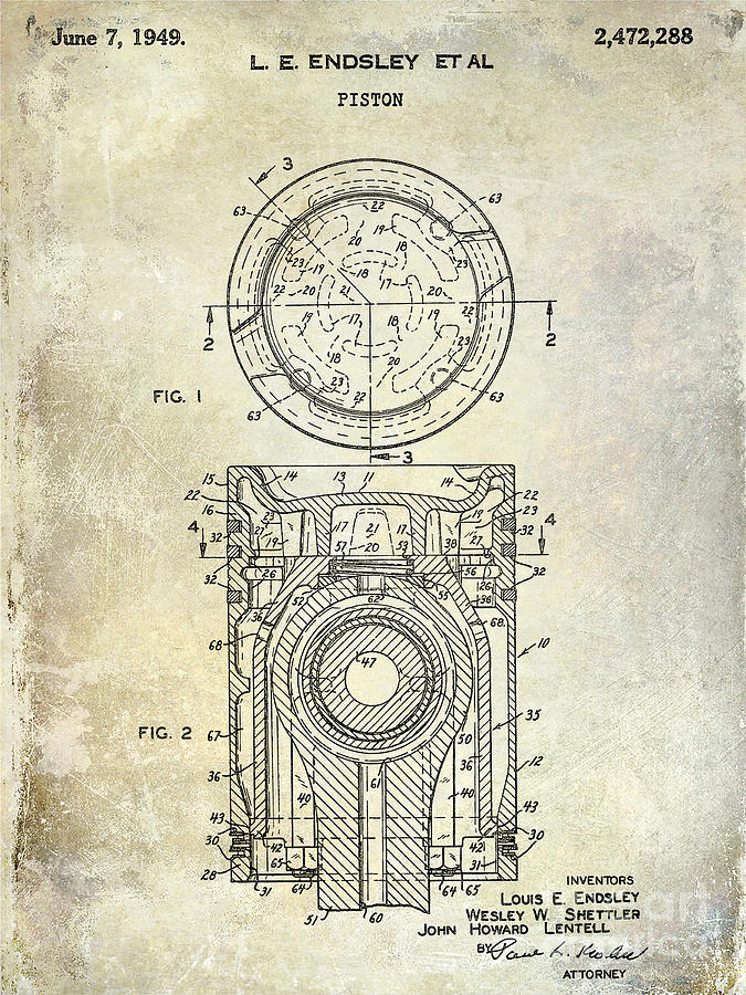 Car Photograph - 1949 Piston Patent by Jon Neidert