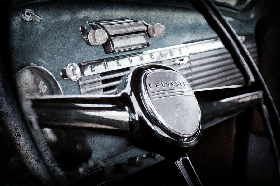 Car Photograph - 1950 Chevrolet 3100 Pickup Truck Steering Wheel -0142ac by Jill Reger