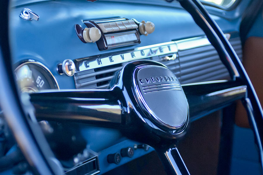 Car Photograph - 1950 Chevrolet 3100 Pickup Truck Steering Wheel by Jill Reger