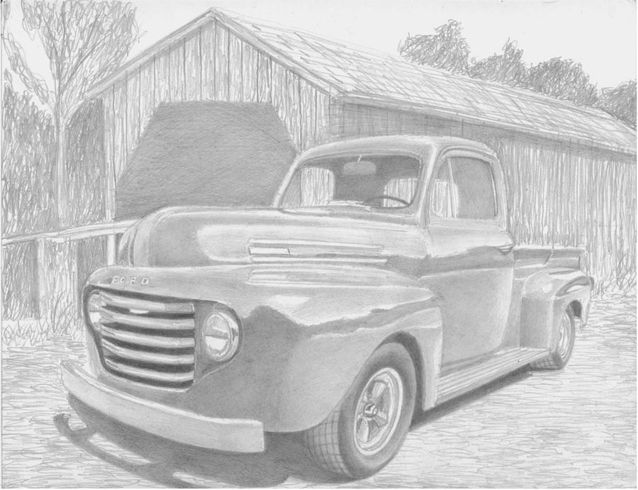  Ford Pickup TRUCK ART PRINT Dibujo por Stephen Rooks
