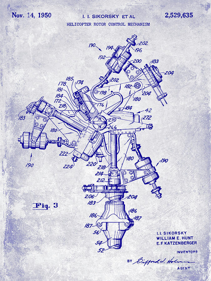 1950 Helicopter Patent Blueprint Photograph by Jon Neidert