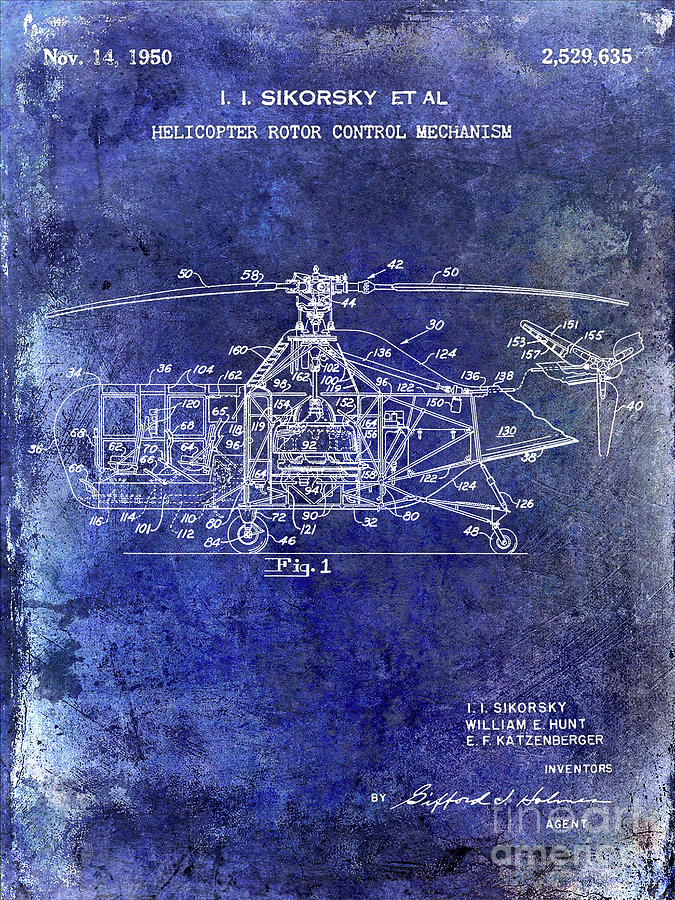 1950 Helicopter Patent Photograph by Jon Neidert