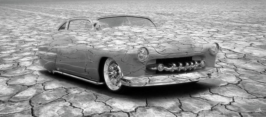 1950 Mercury chopped coupe Mirage Black and White Photograph by Steve McKinzie