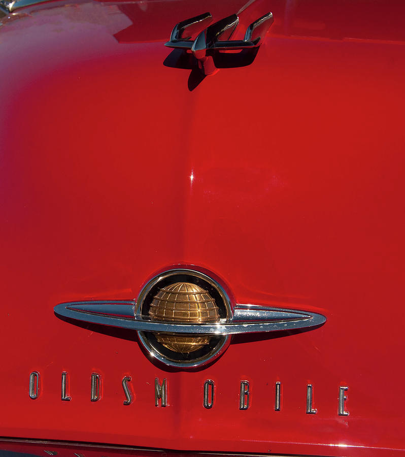 1950 Oldsmobile head badge and hood ornament Photograph by Flees Photos
