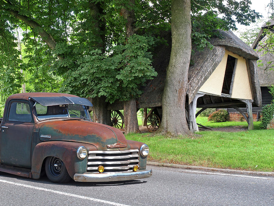 1950 Rusty Chevy Truck Outside Old Barn Photograph by Gill Billington