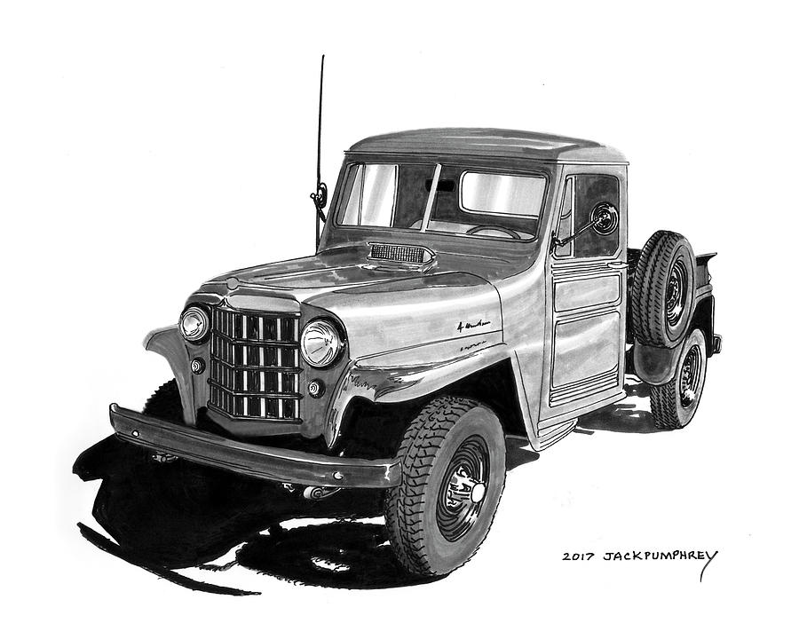  Willys Pick Up Truck Dibujo por Jack Pumphrey