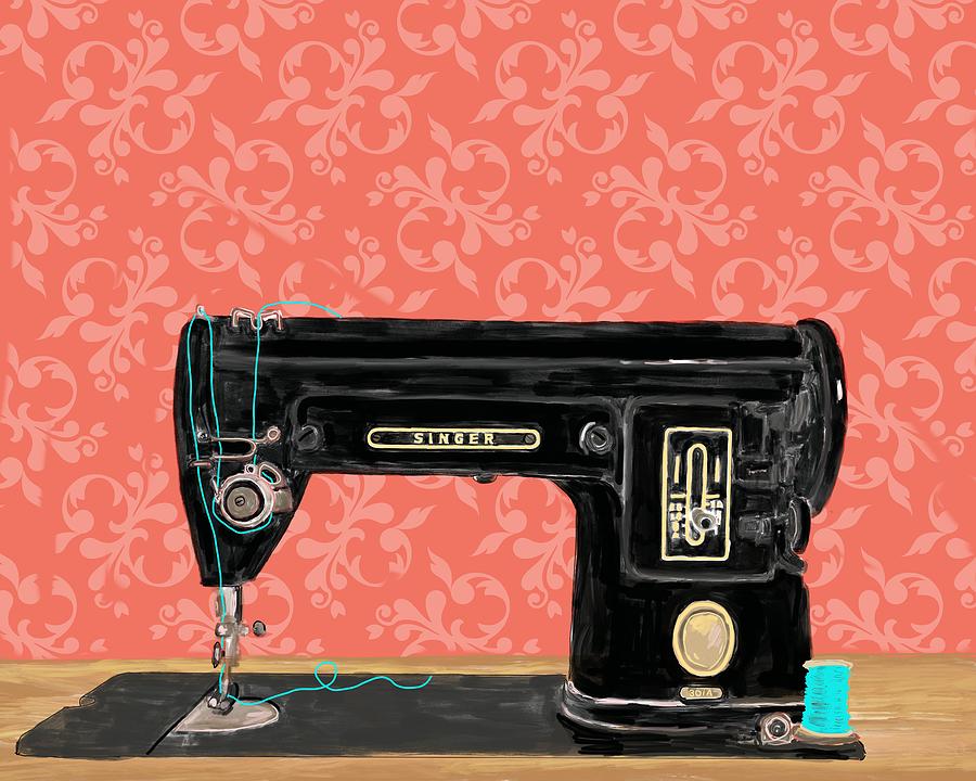 1950's Electric Sewing Machine Digital Art by Blenda Studio - Pixels