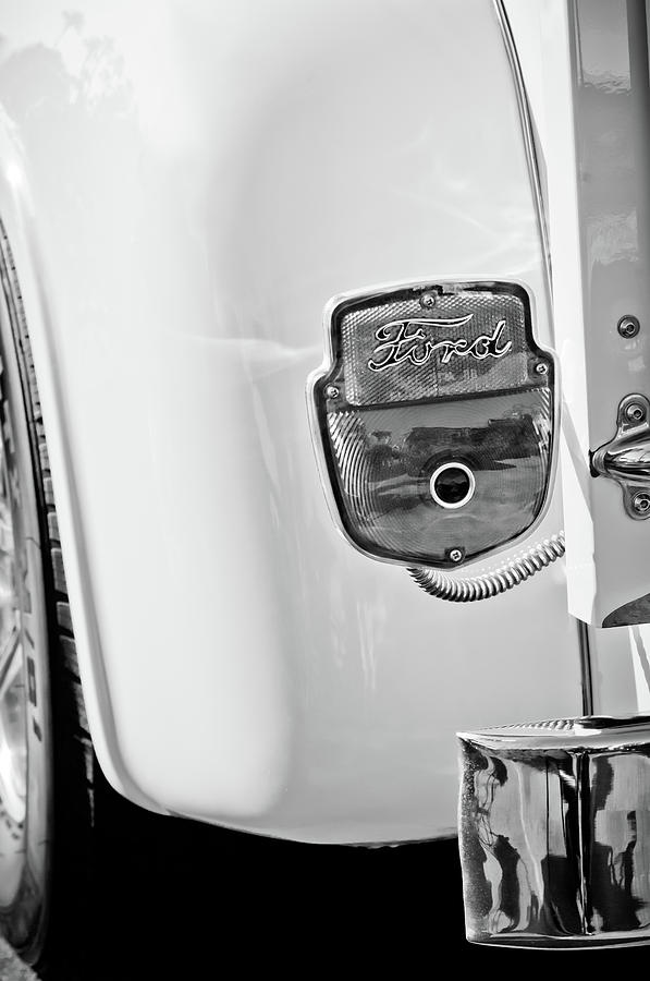 1950s Ford F-100 Pickup Truck Taillight Emblem -0143bw Photograph by Jill Reger
