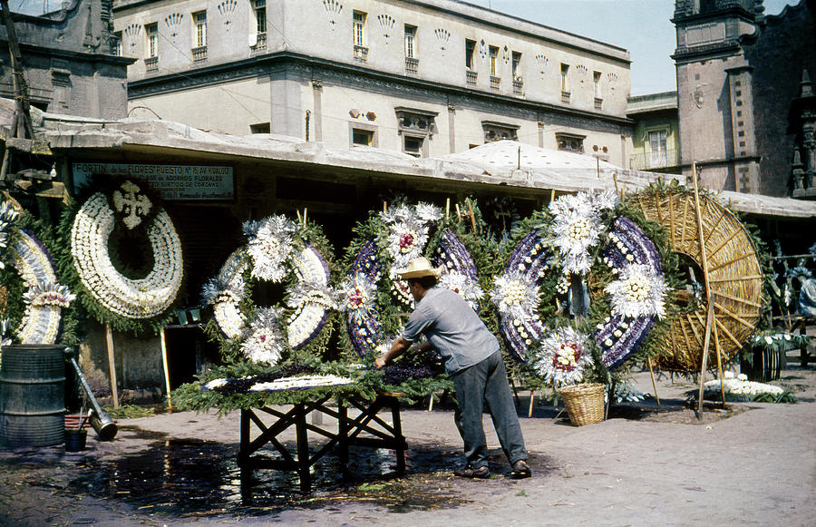 1950s Mexico City Funeral Wreaths Photograph by Marilyn Hunt
