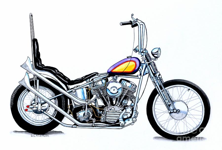 1950s Panhead Chopper Painting By Donald Koehler