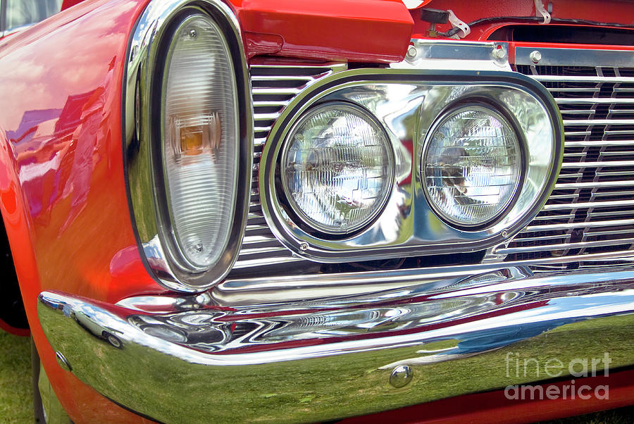 1950s Red Plymouth Savoy Front Chrome Grill Photograph by David Zanzinger