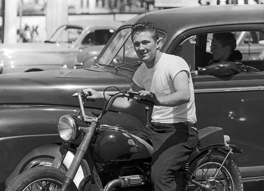 1950s Youth On A Motorcycle Photograph by Underwood Archives - Fine Art ...