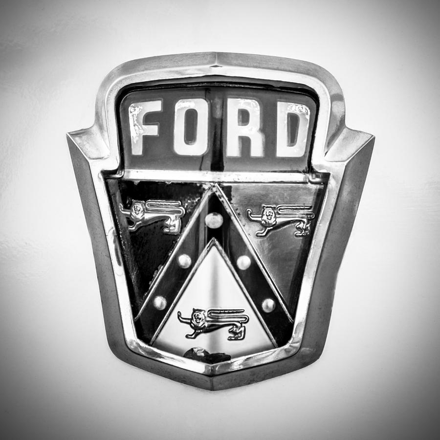 1951 Ford Emblem -0195bw Photograph by Jill Reger