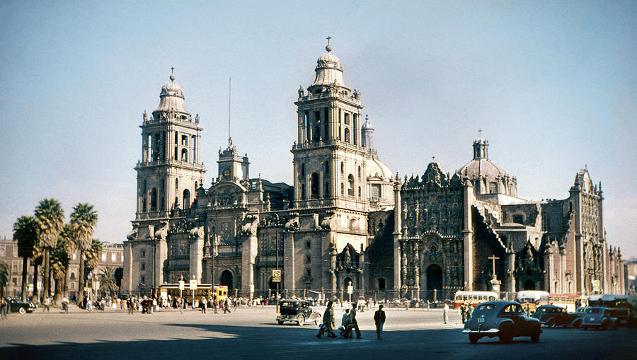 Vintage Photograph - 1951 Metropolitan Cathedral Mexico City by Marilyn Hunt