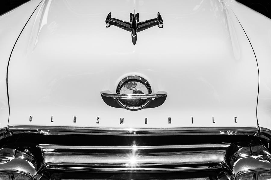 1951 Oldsmobile 98 Hood Ornament - Emblem -0125bw Photograph by Jill Reger