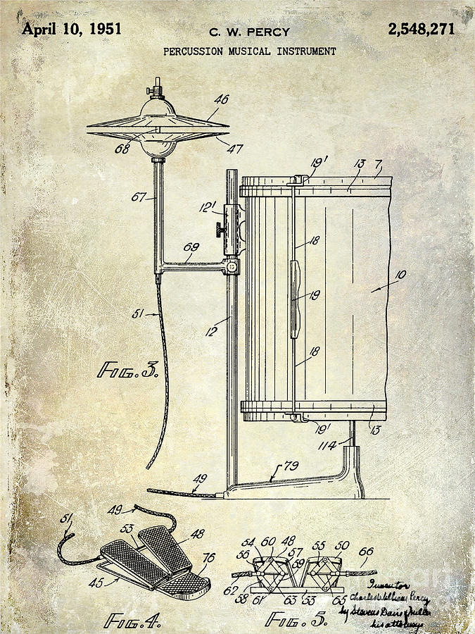 Drum Photograph - 1951 Percussion Patent by Jon Neidert