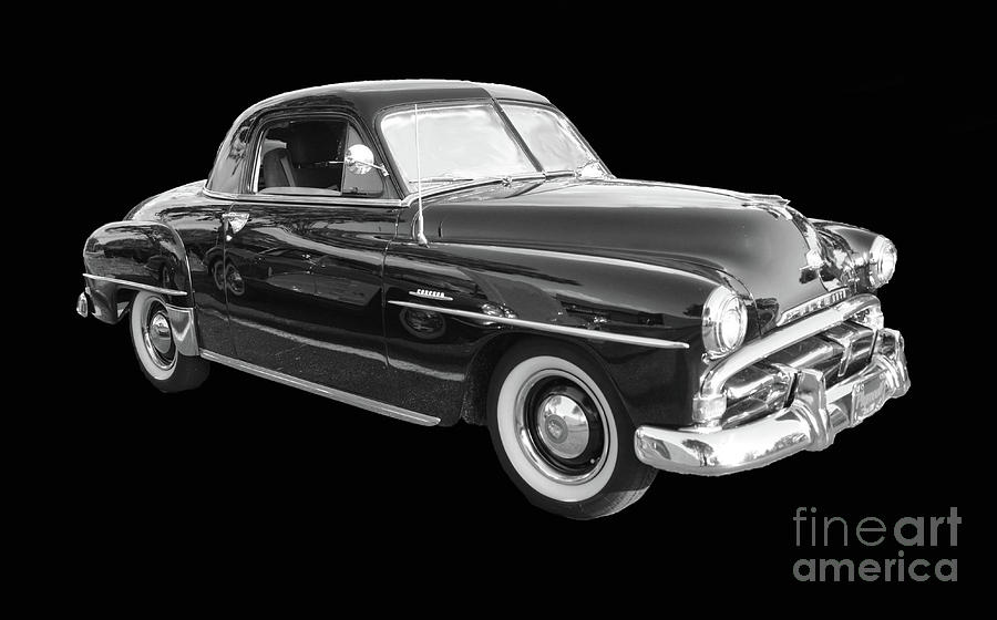 1951 Plymouth Concord 2 Door Black and White poster edges Photograph by Christine Dekkers