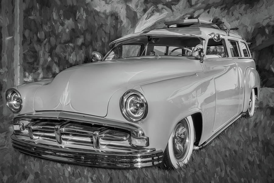1951 Plymouth Suburban 2 door Station Wagon BW 002 Photograph by Rich Franco