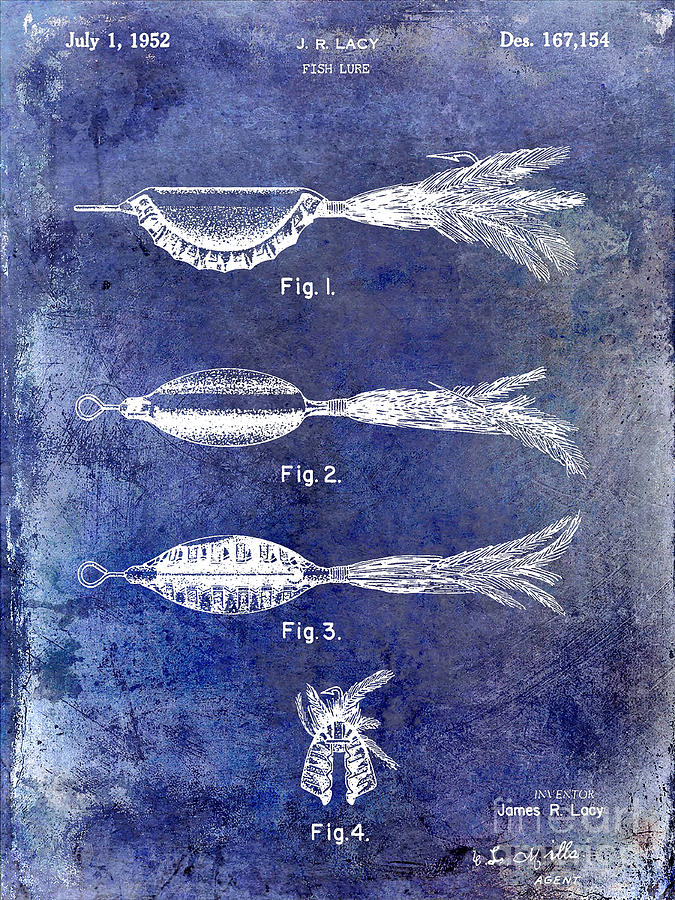 1952 Fishing Lure Patent Blue Photograph by Jon Neidert