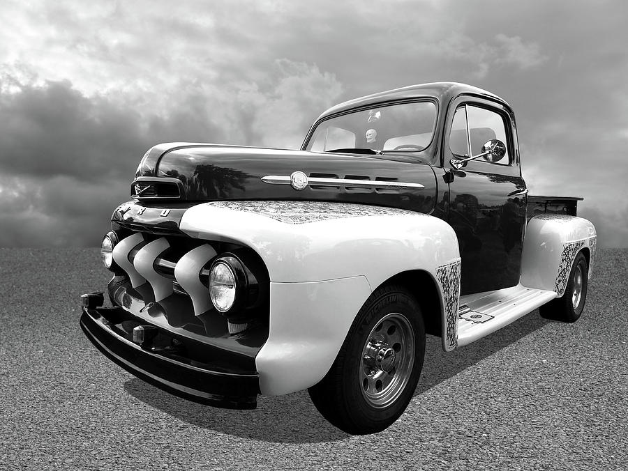 1952 Ford F-1 in Black and White Photograph by Gill Billington