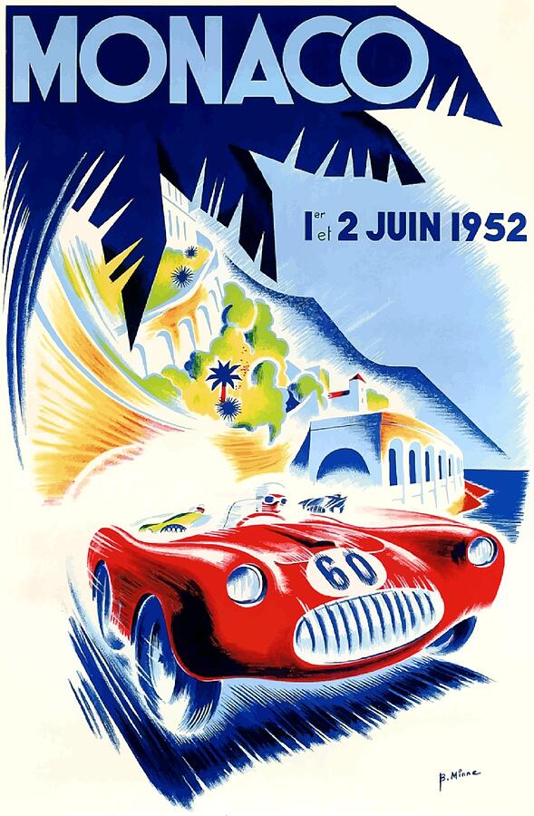 1952 Monaco Grand Prix Automobile Race Poster Digital Art ...