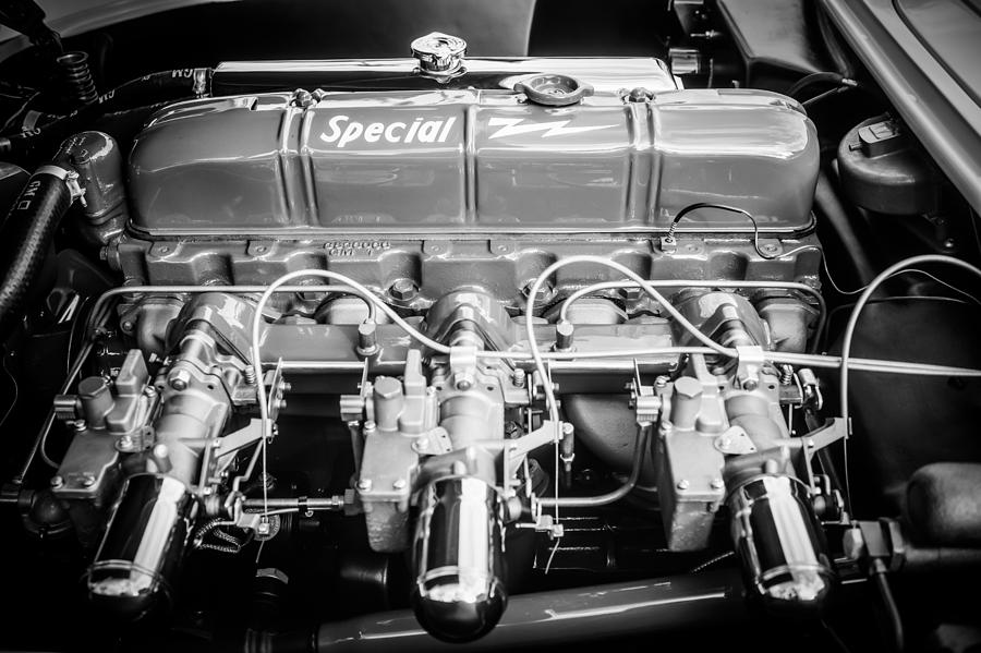 1953 Chevrolet Corvette Engine -0555bw Photograph by Jill Reger